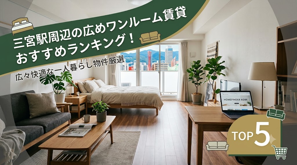 三宮駅周辺の広めワンルーム賃貸おすすめランキング！広々快適な一人暮らし物件厳選