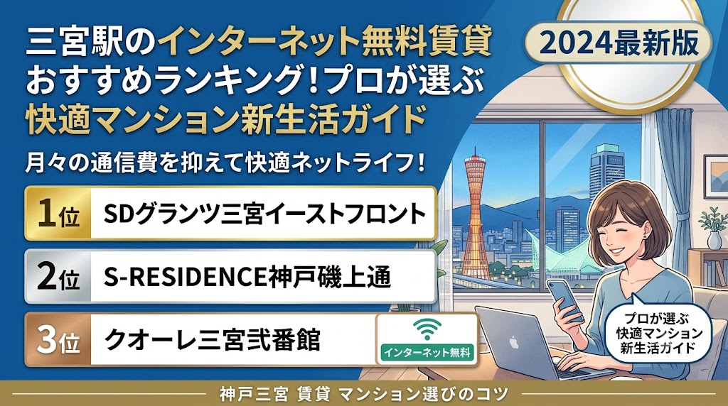 三宮駅のインターネット無料賃貸おすすめランキング！プロが選ぶ快適マンション新生活ガイド