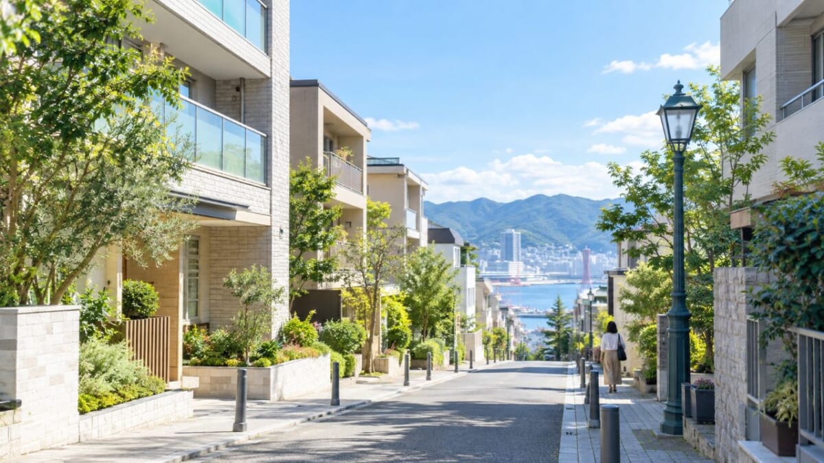 海を望む坂道の街並み