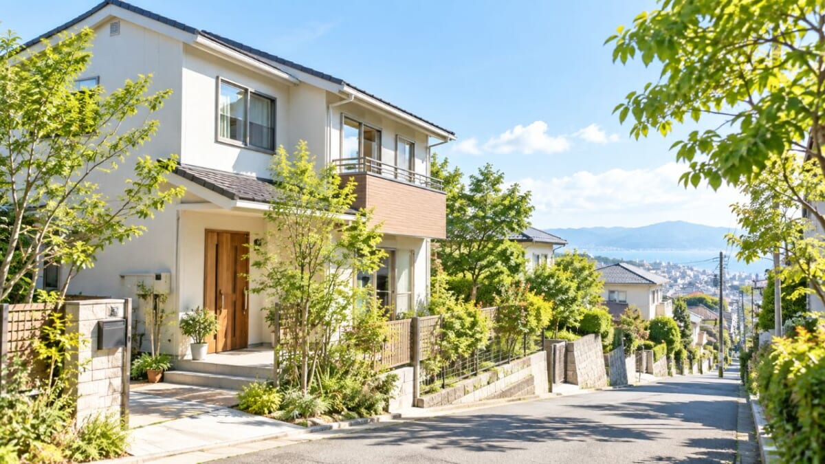 海を望む丘の閑静な住宅街