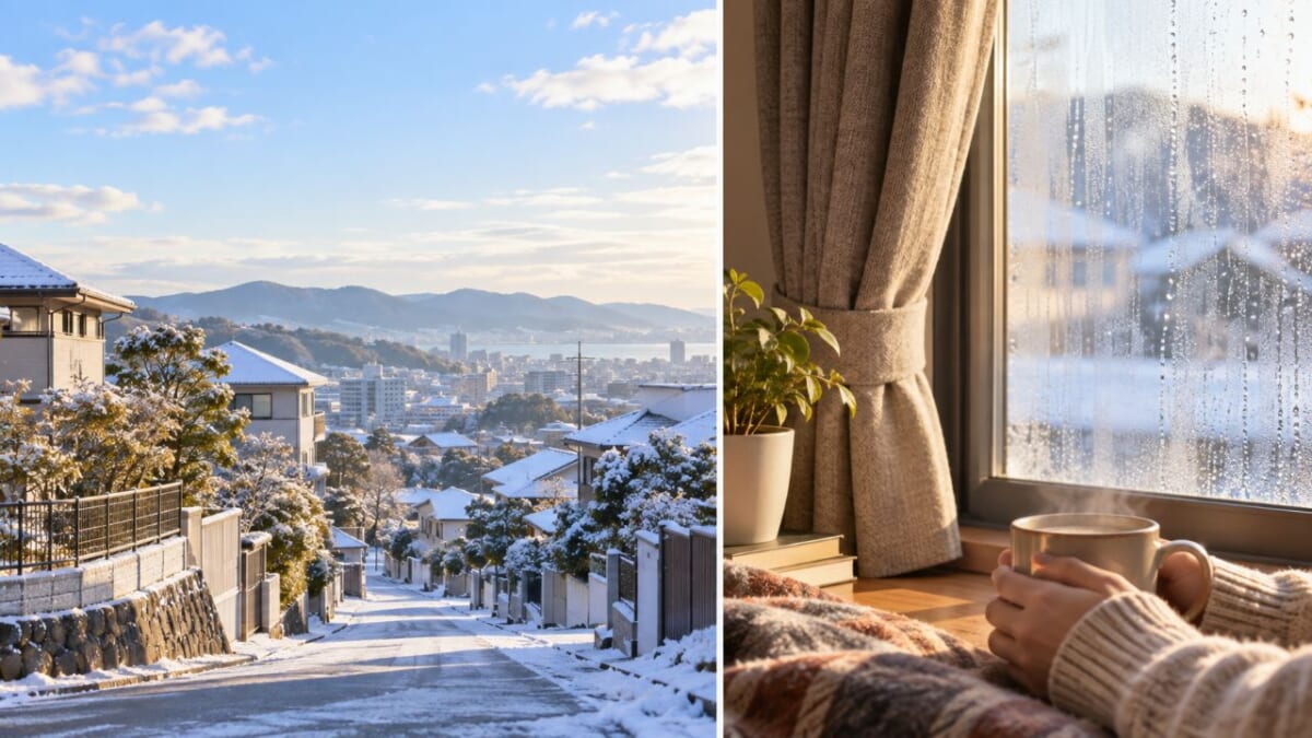 雪景色と窓辺の温もり